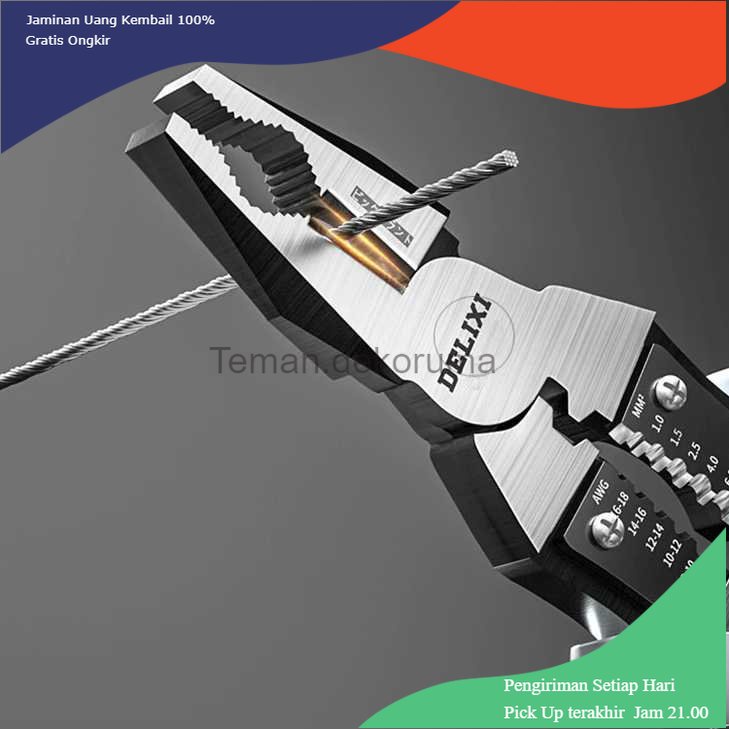 TD - HTA DELIXI Tang Pemotong Kawat CRV Multifungsi Wire Cutter 7 inch - 2104