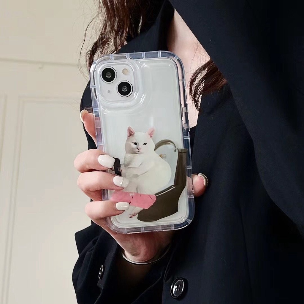 IPHONE Lembut Casing Ponsel Transparan Kompatibel Untuk Iphone14 13 11 12 Pro XS Max X XR 7 8 Plus Casing TPU Silikon Kucing Lucu Shockproof Cover