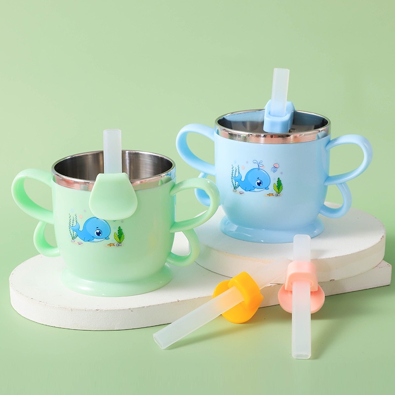 Sedotan Minum Bahan Silikon Reusable Dengan Gesper Untuk Bayi