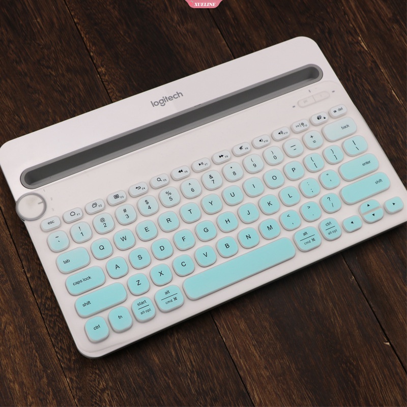 Besegad Fashion Colorful Laptop Silicone Keyboard Cover Skin Sticker Pelindung Untuk Keyboard Logitech K480 [ZXL]