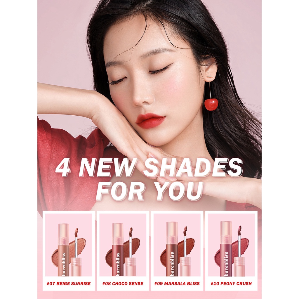 BARENBLISS Cherry Makes Cheerful Lip Velvet Korea / 2.5g / Soft &amp; Rich / Bibir Sehat &amp; Lembab 24 Jam / Deep Comfy Moisture Seamless &amp; Soft Formula Cheerful Scent / Makeup Make Up Lipstick Lipstik Tint Matte Gloss Cream Balm Glow Liner / BNB Paket Series