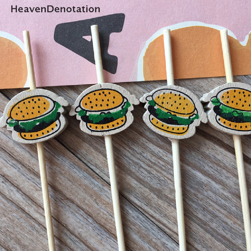 [HeavenDenotation] 100pcs/pack Hamburger Garnish Bambu Stik Buah Snack Pesta Food Picks HDV