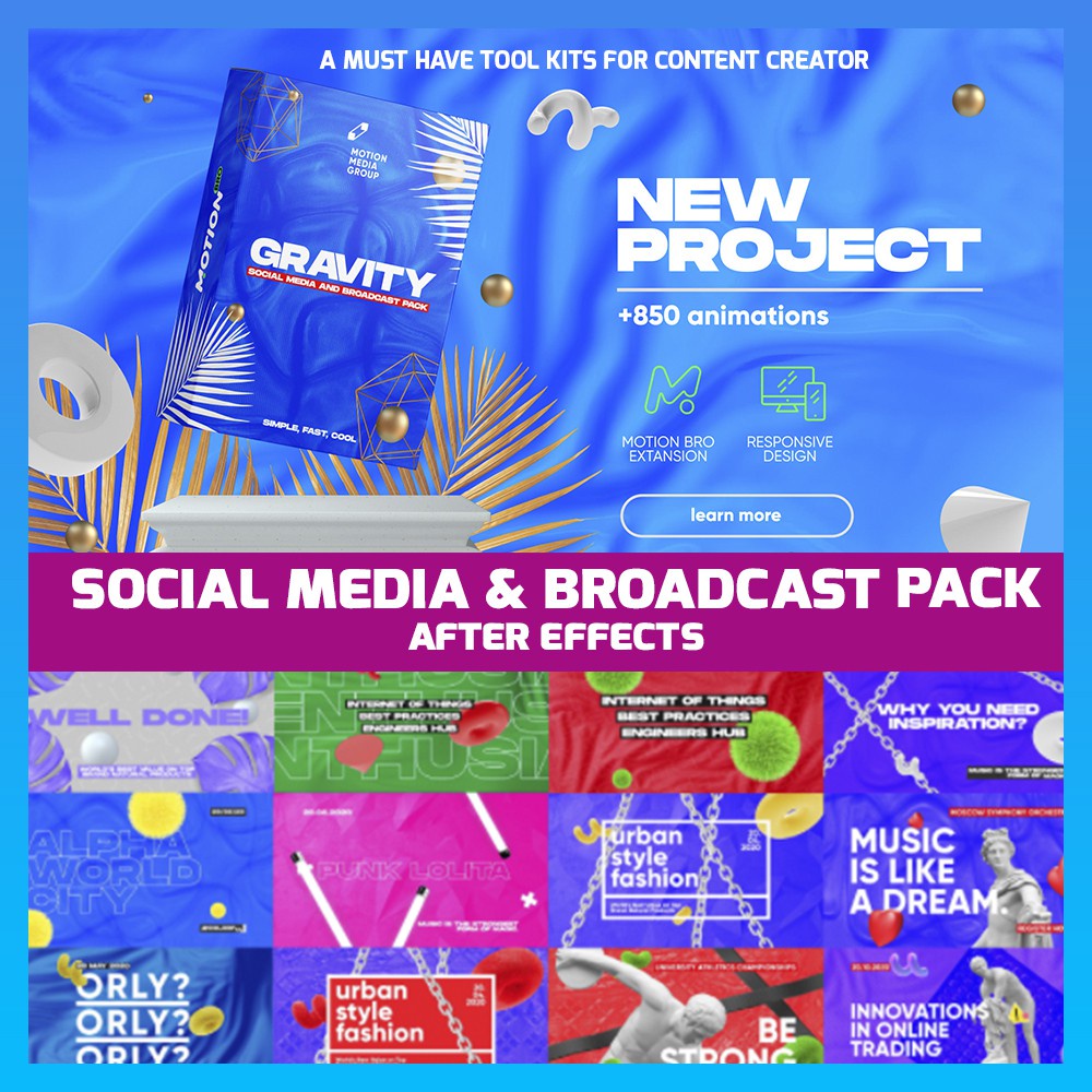 

NS Social Media and Broadcast Pack for After Effects | Gravity