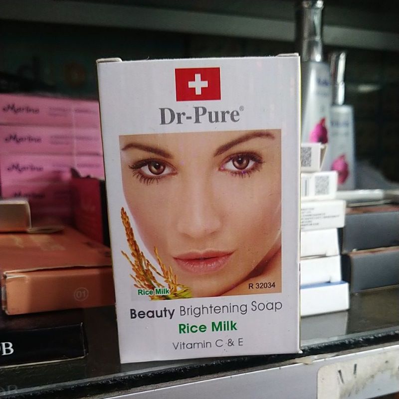 sabun Dr Pure , Dr- pure brightening soap rice milk, sabun Dr pure rice milk