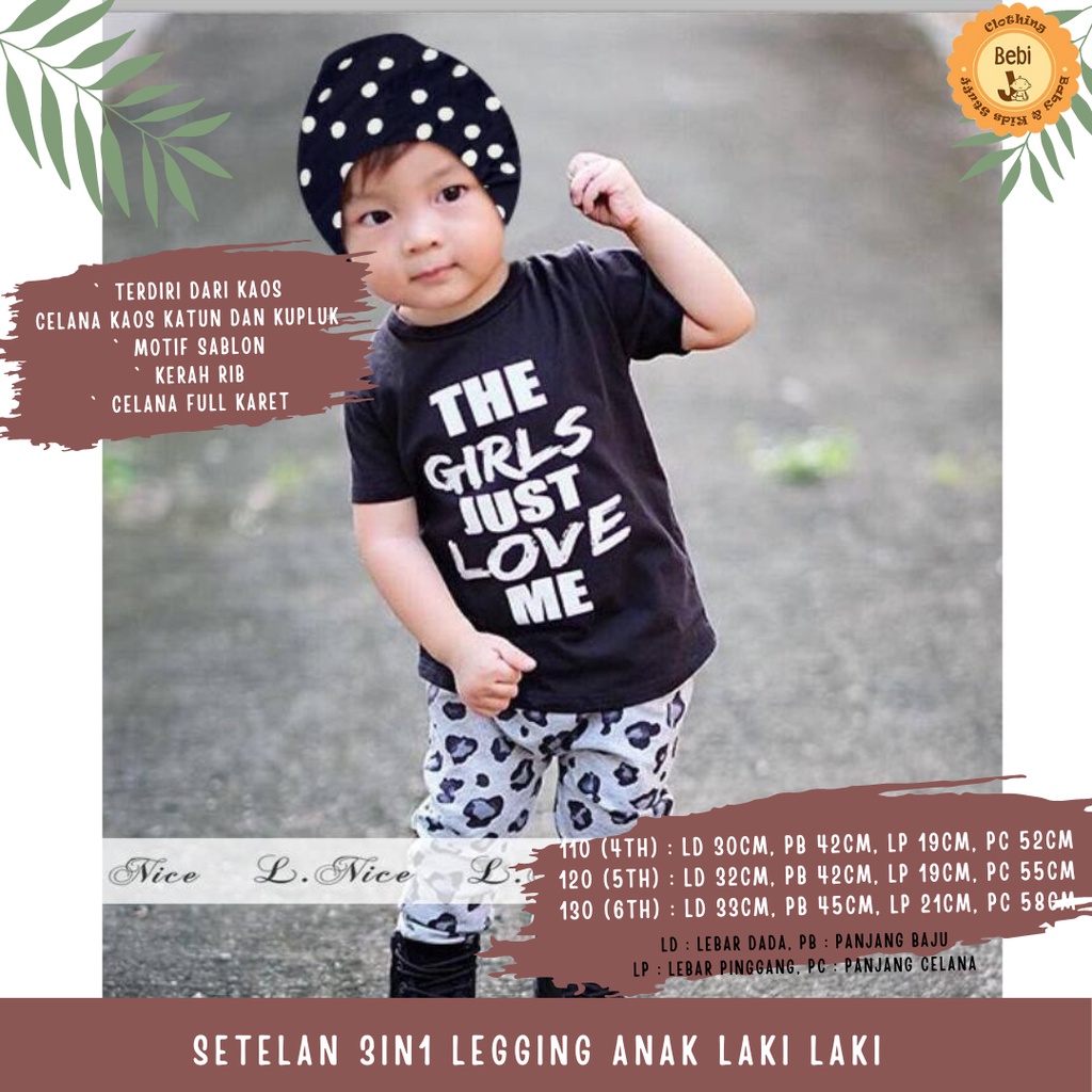 SET LEGGING 3IN1 ANAK LAKI LAKI SZ  4-6TH