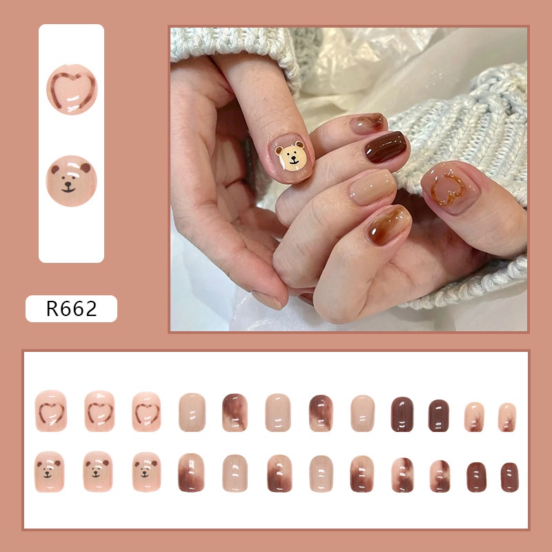 R661-R680 Full Cover Fake Nails Nail Art Tips False Nails 24 Pcs / box