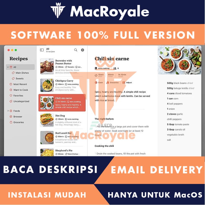 [MacOS] Mela Recipe Manager Full Version Lifetime Full Garansi