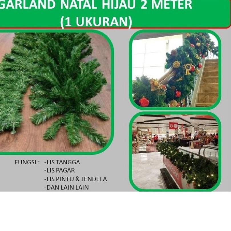● Garland Natal 2 Meter - Hijau Polos ۩