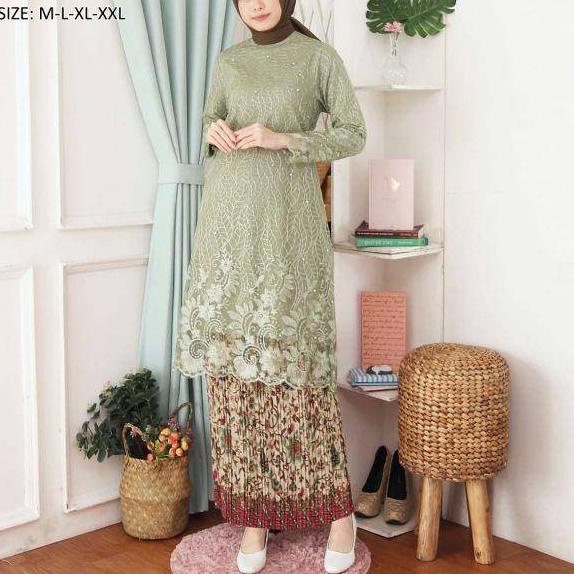 ▼ ( REALPICT ) Kebaya Tunik Tulle Bordir - Kebaya Novie Kebaya - Kebaya Modren - Set Kebaya Brukat ▼