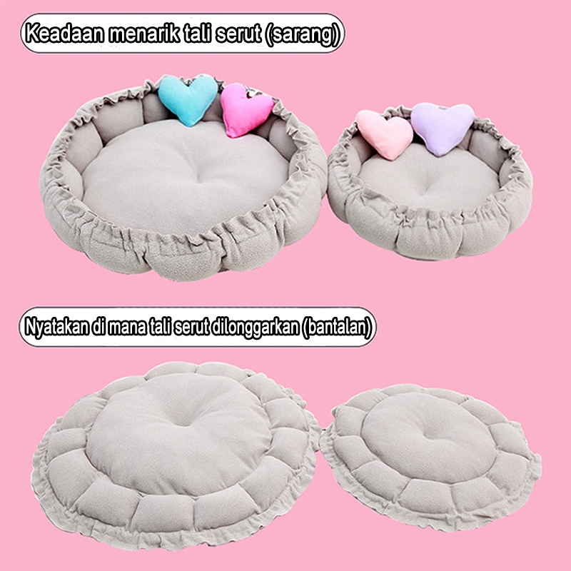 【Cat7】Tempat Tidur Kucing Anjing Pet Bed Sarang Kucing Penggunaan Ganda Drawstring Sarang Hewan Peliharaan Kasur/Rumah Kucing