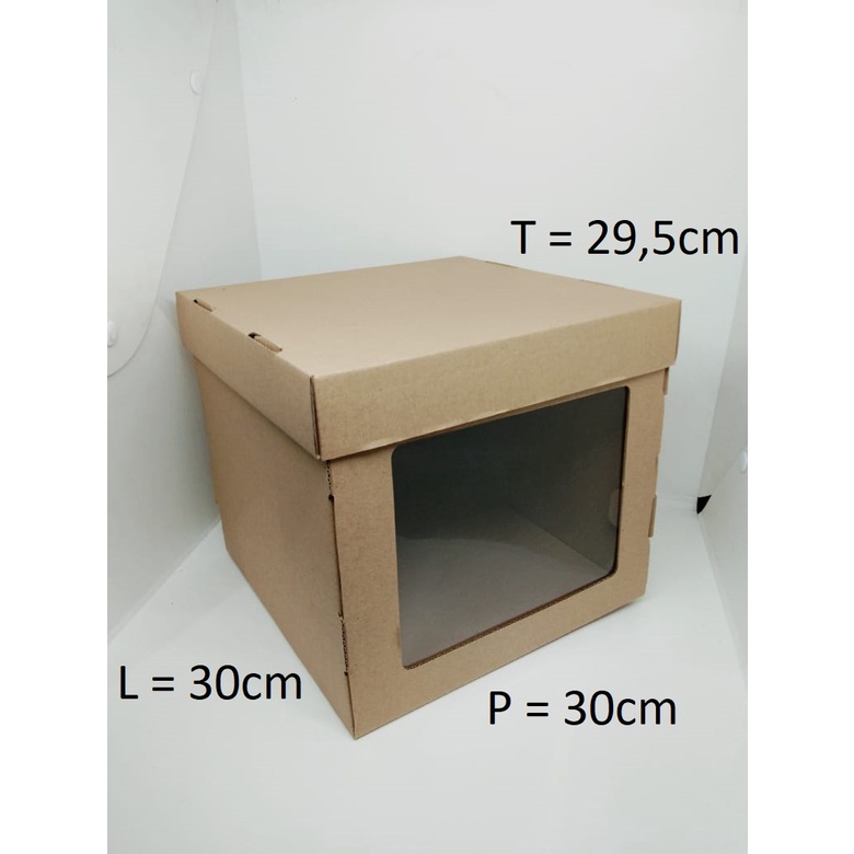 

CAKE BOX MIKA 30X30X29,5 CM 1pcs E-FLUTE KARDUS BADAN TUTUP PISAH