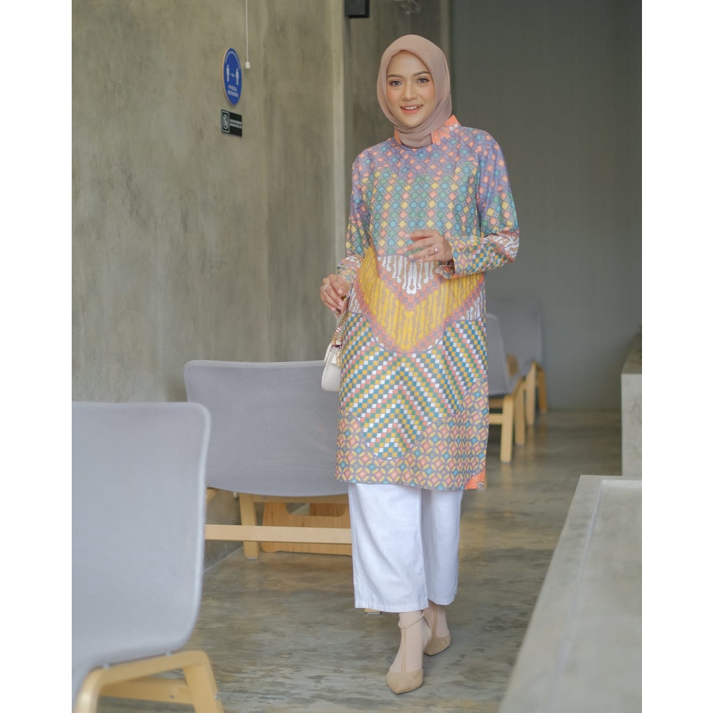 Atasan Baju Batik Couple Kemeja Tunik Baju Kerja Kantor Baju Guru Kain Katun
