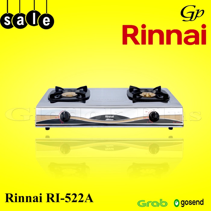 Terlaris Rinnai Ri-522A Kompor Gas 2 Tungku 522 A Ri522A Rinai Stainless Ri522
