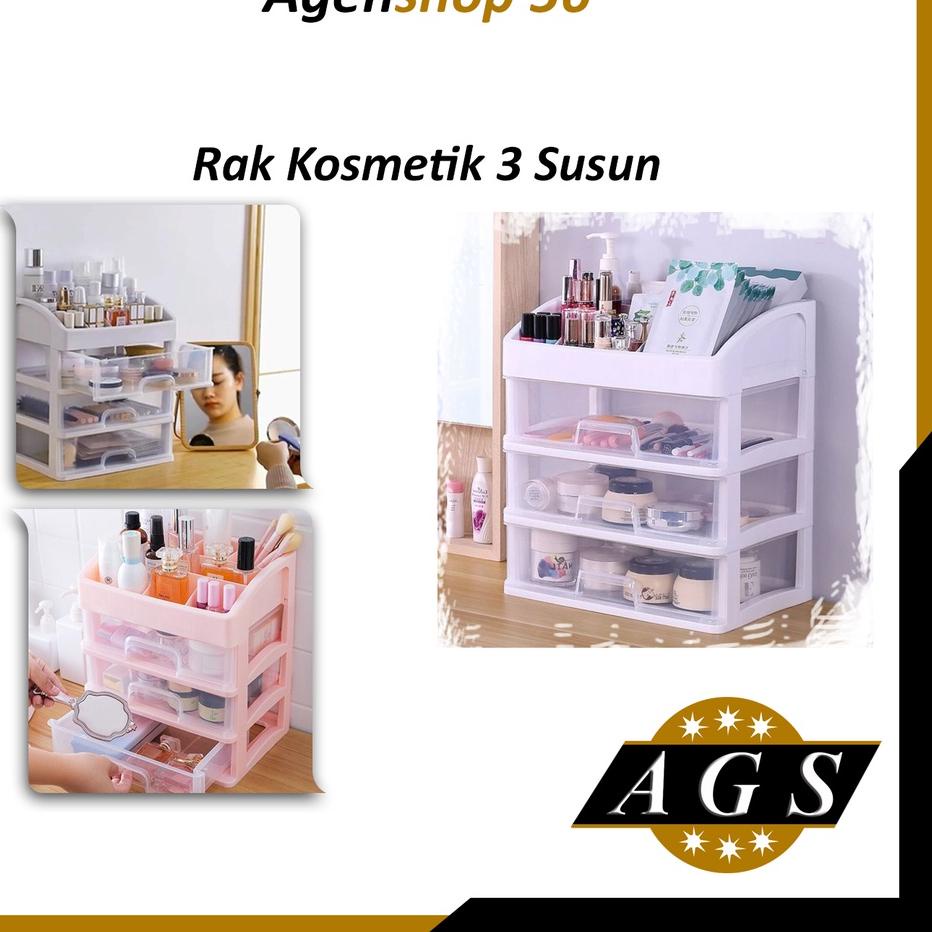 ◌ [AGS] Tempat Kosmetik 3susun/ M2 Laci Make up Susun Plastik Serbaguna ✺