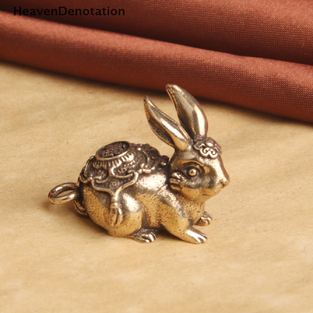 [HeavenDenotation] Lucu Mini Kuningan Kelinci Ornamen Dekorasi Rabbit Pendant Hewan Kecil Miniatur Ornamen Kreatif Retro Liontin Meja Hias HDV