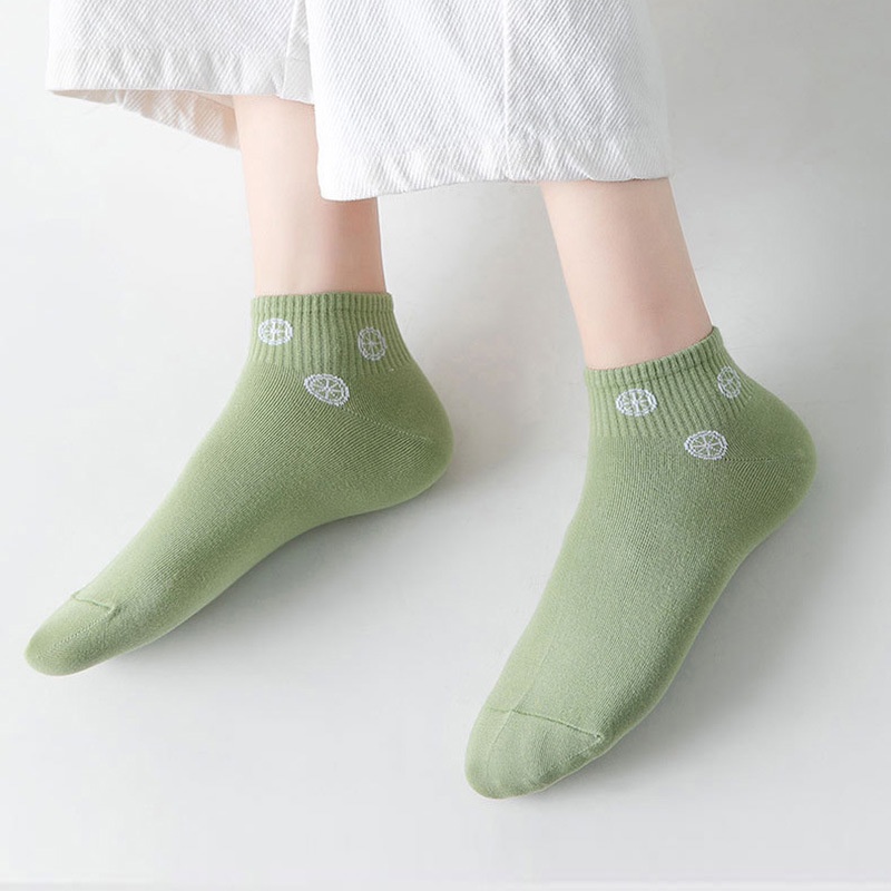 T&amp;Y Kaos Kaki Wanita Motif Lime 6580 Kaos Kaki Pendek Japanese Ankle Socks Korean Unisex Karakter Lemon Hijau Model Simple Cute