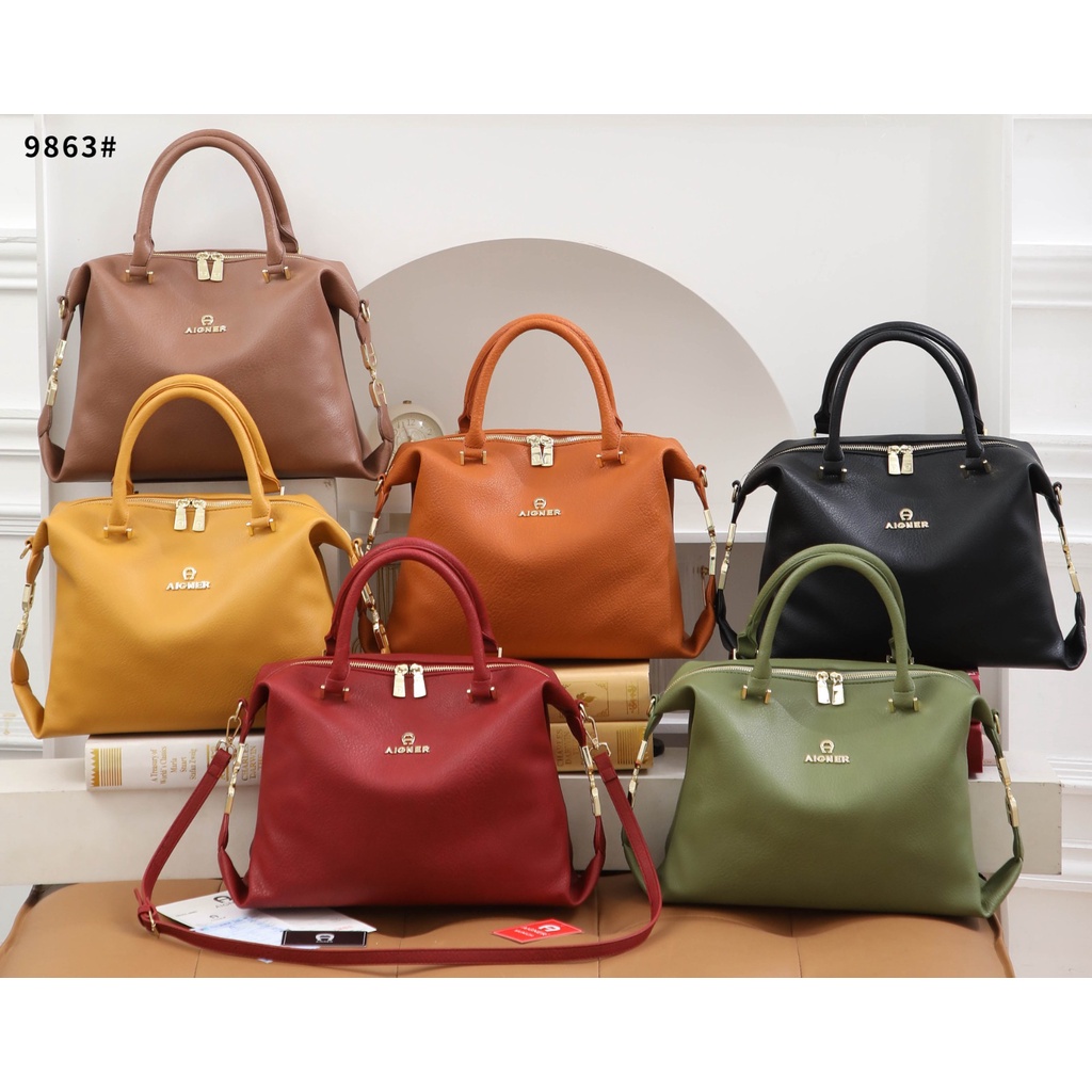 ag Leather Top Handle Satchel Bag #9863