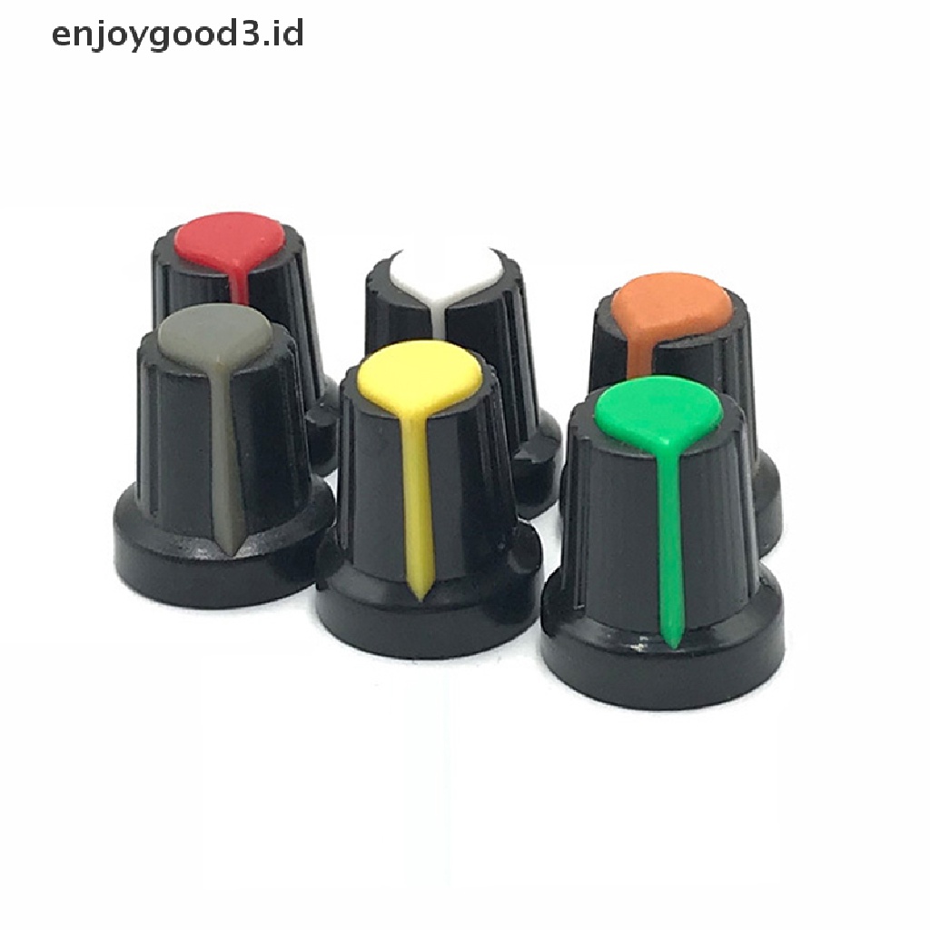 【 Rready Stock 】 5PCS Black Knob With Pointer Knurled Shaft Hole Two Color Plastic Knob 15X17 Potentiometer Knob Cap Half-axis Pioneer Mixer （ ID ）