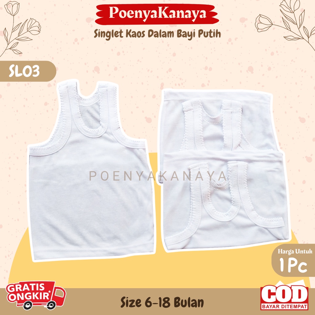 Singlet Kaos Dalam Bayi Putih Size L SL03