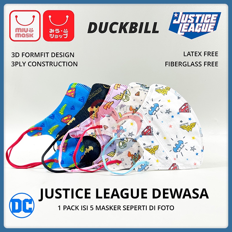 Masker MIU MASK Justice League 3D Duckbill Mask Dewasa (3Ply)