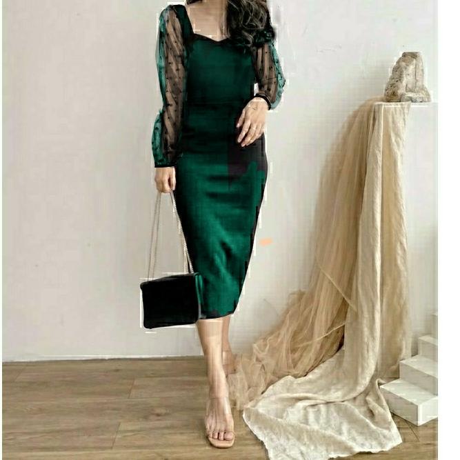 ⅍ Dress  Karenina lengan tile polkadot ☆