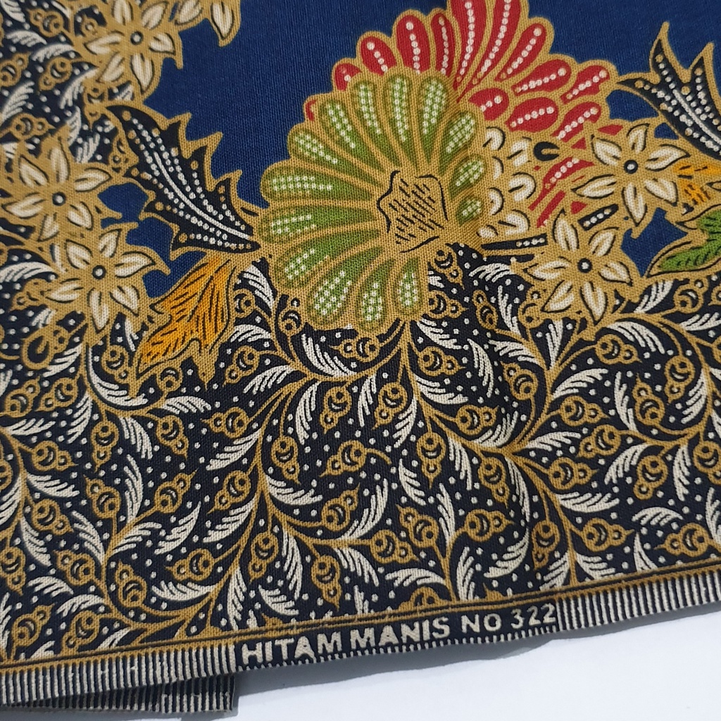 Kain H Santoso Hitam Manis 322 Biru / Kain Batik Unggul Jaya / Kain Batik Bahan Batik