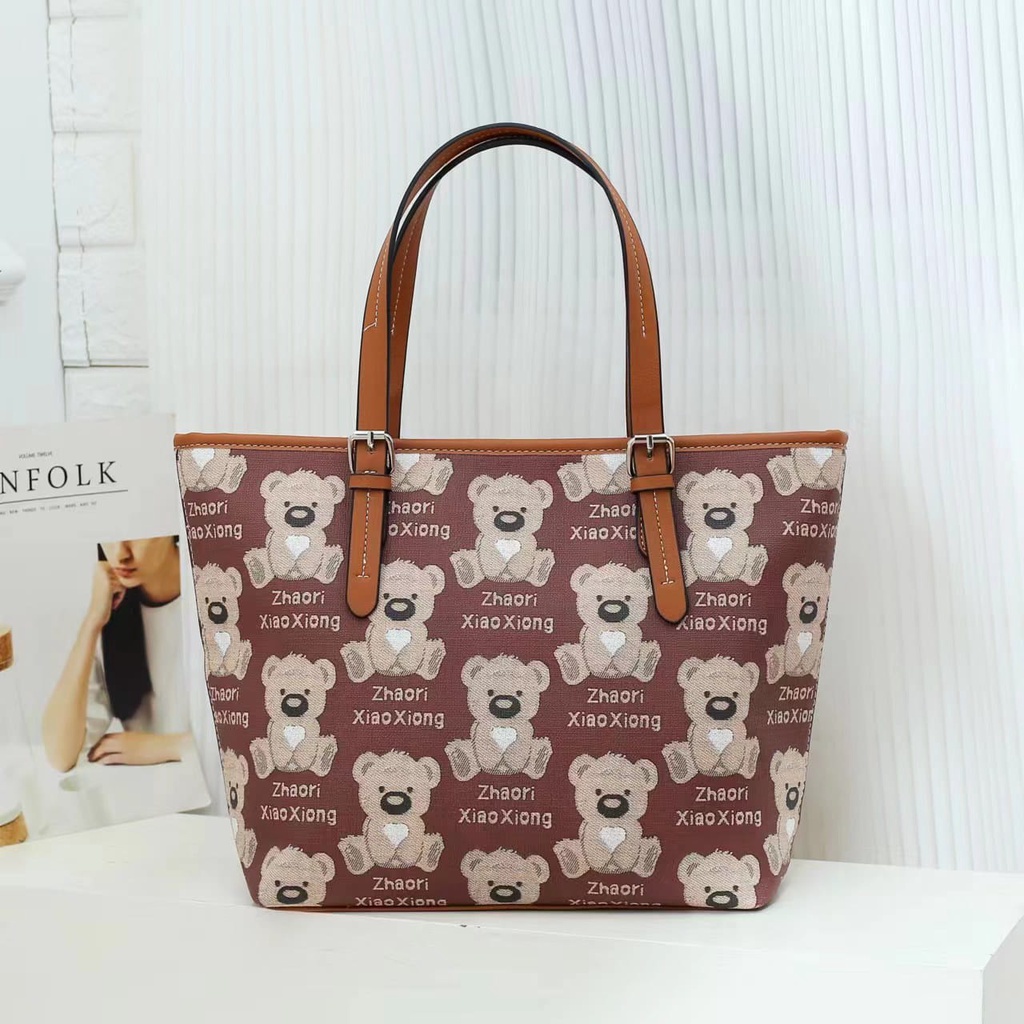 Totebag Wanita Karakter TeddyBear Shoulder Bag Wanita Resleting Import #220