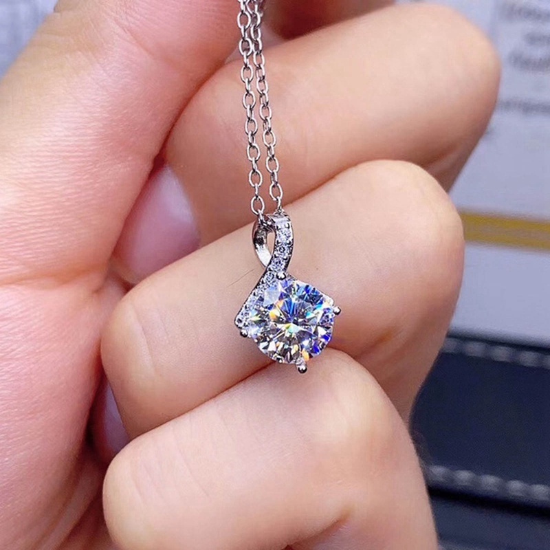 Kalung Liontin Cubic Zirconia Sederhana Bergaya Untuk Wanita Berlapis Perak Fashion Perhiasan Aksesoris Leher Lady Serbaguna