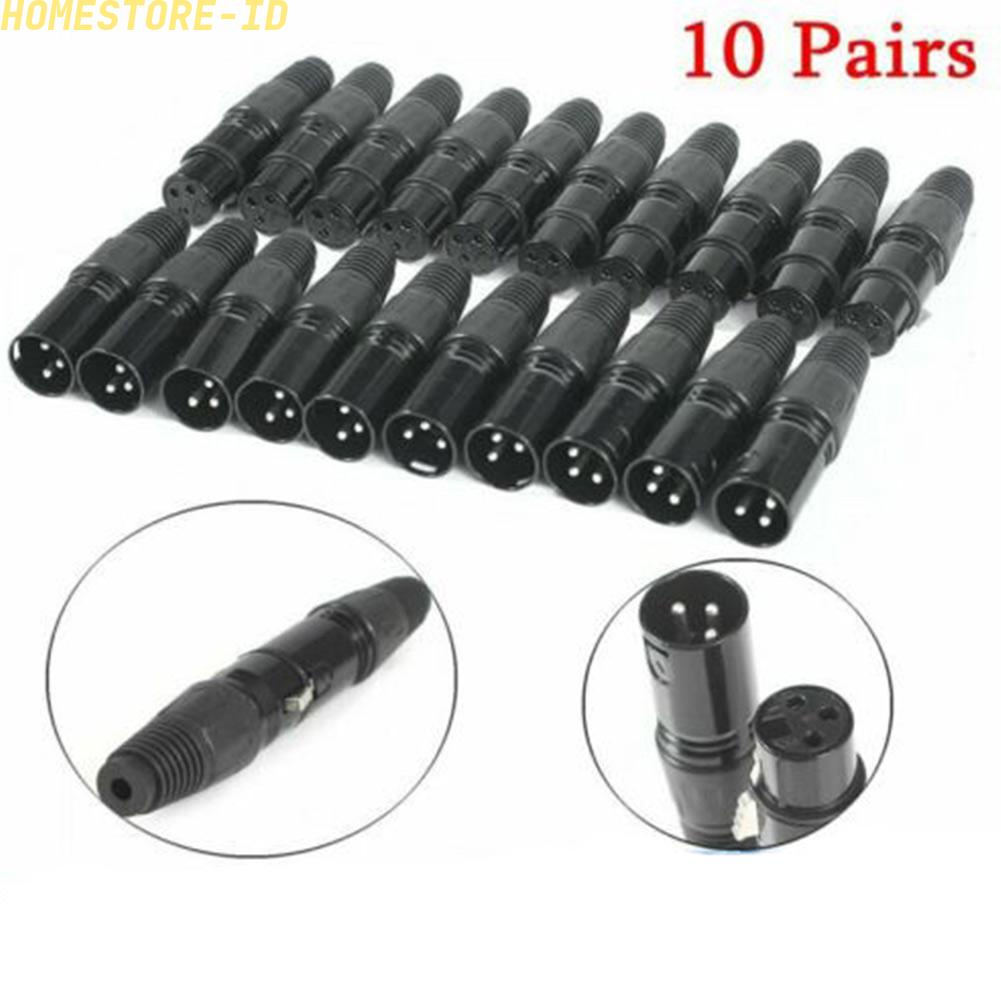 10Pair XLR DMX 3 Pin Male &amp; Female MIC Snake Plug Audio Microphone Cable Connector