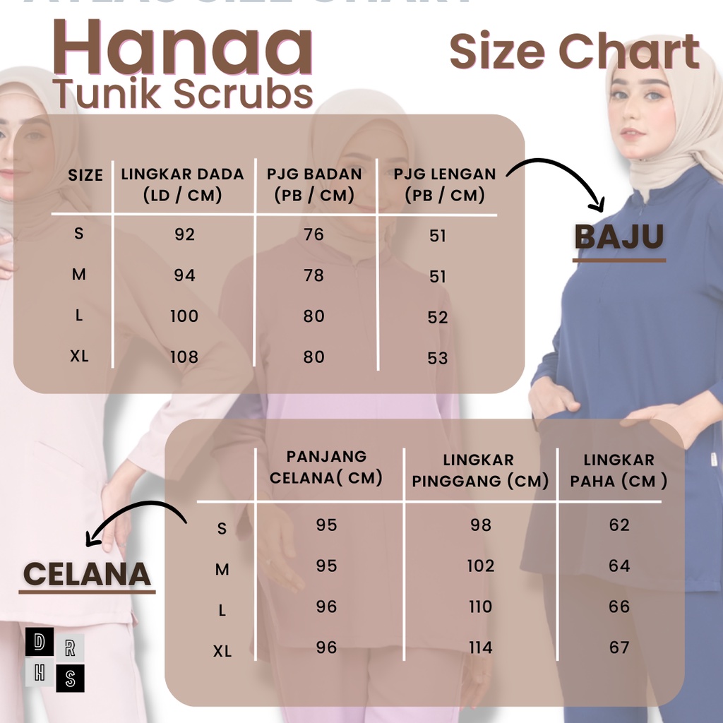 HANAA Tunik Scrubs / Baju OK Tunik Tunic Syar'i  (The Prime Scrubs By DOCHS MEDIC)