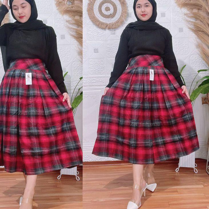 ♥ Rok Flanel 7/8 / rok midi / rok kotak kotak / Rok Flanel Kotak ☂