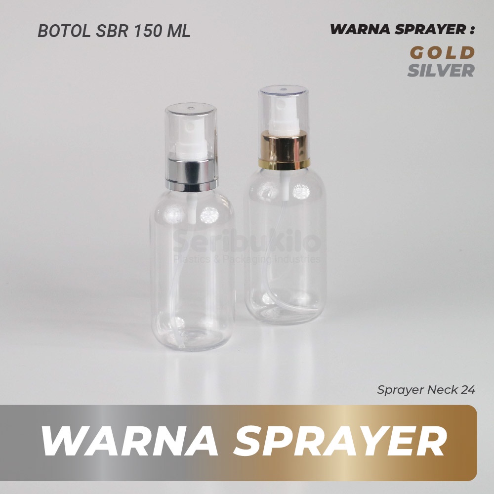 Botol Spray 150 ml /Botol PET Spray 150 ml SBR/Botol 150 ml Spray Gold/Silver Full Cover