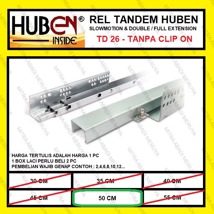 Terlaris Rel Laci Tandem Huben 50 Cm Rel Tandem Huben Td-26