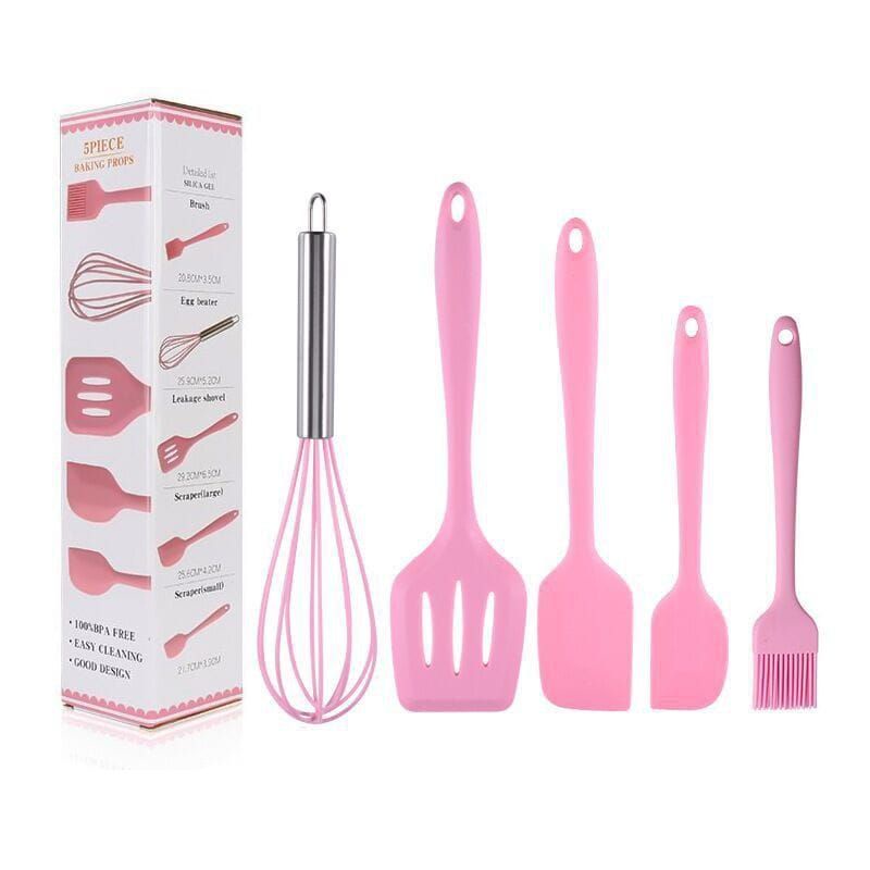 Medan Termurah Set 5in1 Spatula set alat masak sutil scrap kocokan silicone /silikon tahan panas