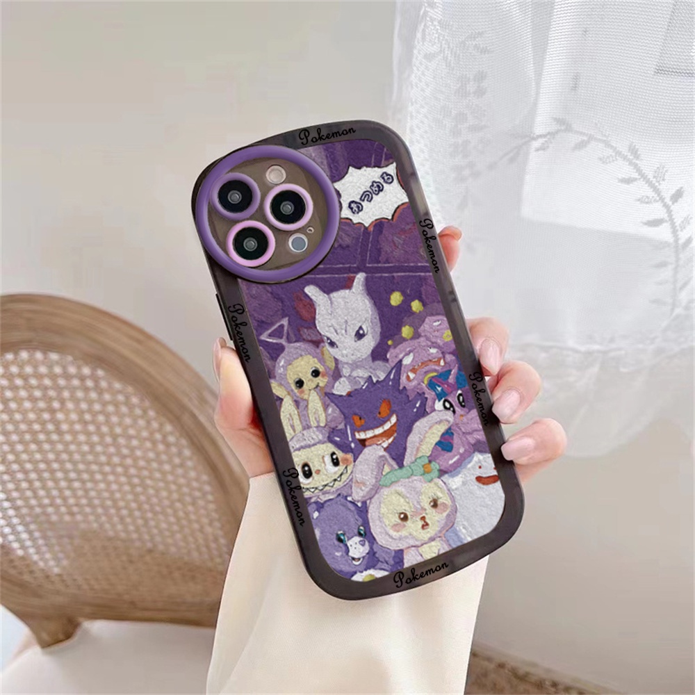 Soft Case OPPO A17 A57 2022 A77 2022 A77S A15 A16 A16K A54 A53 A12 A5S A7 A3S A31 A52 A83 A92 A37 F9 A1K F1s Silikon Pokemon Dan StellaLou Lukisan Minyak Warna Ungu Phone Cover