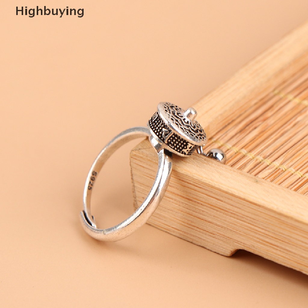 Hbid Buddhist Doa Tibet Roda Cincin Keberuntungan Cakra Cincin Lotus Bunga Cincin Terbuka Adjustable Rotag Rings Hadiah Glory