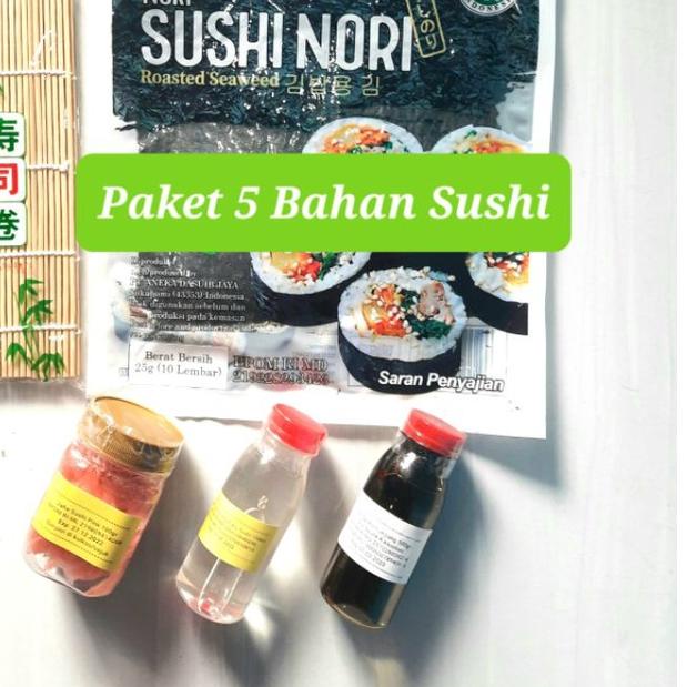 

➦ Paket Bahan Sushi Tipe 5 Halal Nori Cuka Bambu Gari Shoyu Jahe jepang gari soy sauce Vinegar seaweed red ginger ➮