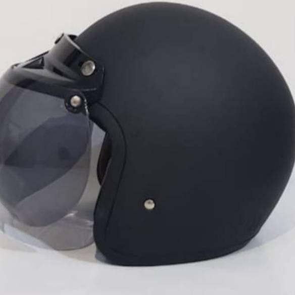 [cod]  NPN PROMO HELM BOGO RETRO kaca cembung kaca bogo helm dewasa helem keren half face hitam mera
