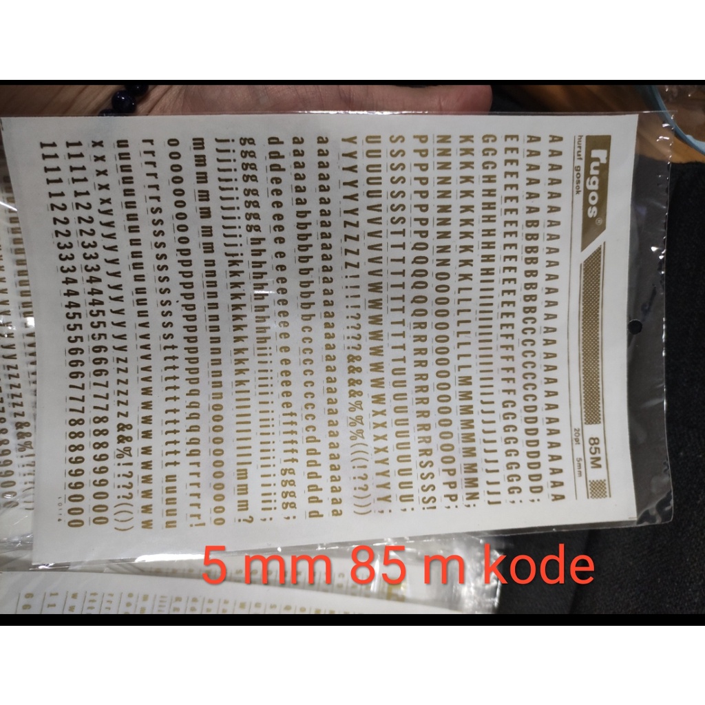 

rugos huruf angka emas 3 mm / 5 mm satuan