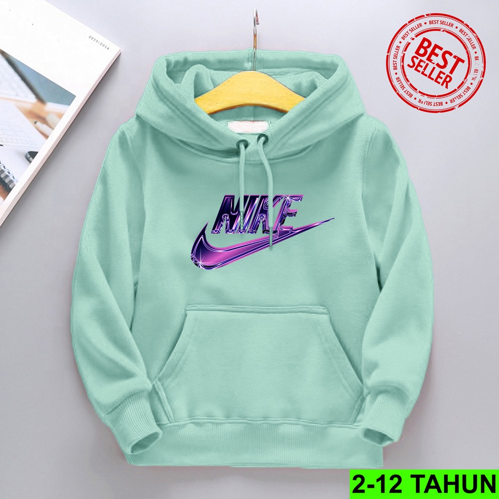 hoodie anak laki laki dan anak perempuan tulisan nike chrome usia 1 2 3 4 5 6 7 8 9 10 11 12 warna h