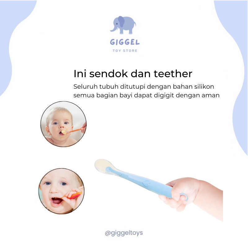 [ Giggel ] Sendok Bayi Silikon / Colorfull Baby Spoon BFA Free / Baby Safety Spoon