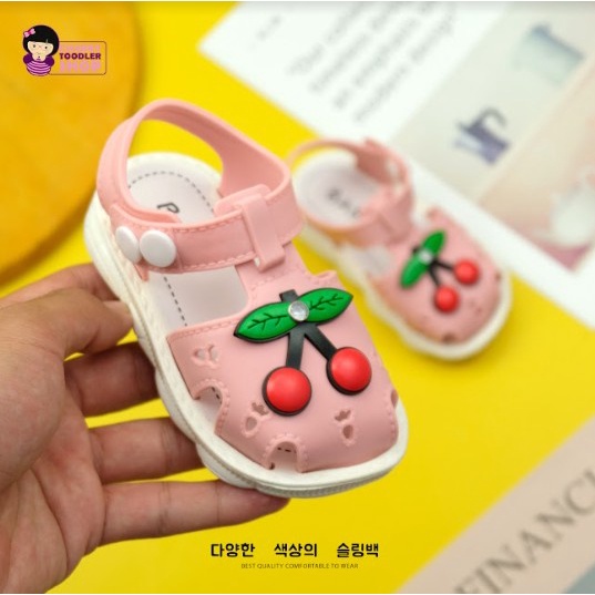 littlekiddoss Sepatu Sendal Anak Perempuan Import Prewalker Baby Sepatu Sendal Cherry Bayi Balita SH2134