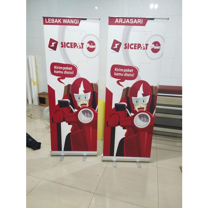 

BISA COD roll up banner alumunium uk 60 x 160 sdh sama printing
