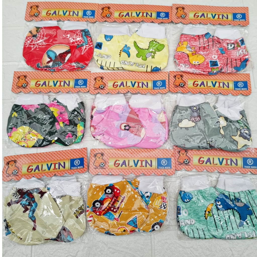 6 Set (12 pasang) Sarung Tangan Kaki Bayi Newborn Animal Gambar Full Printing