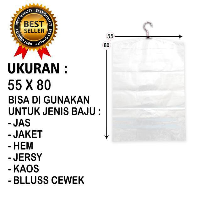 Plastik  Baju Gantung Ukuran 55x80  1Lusin