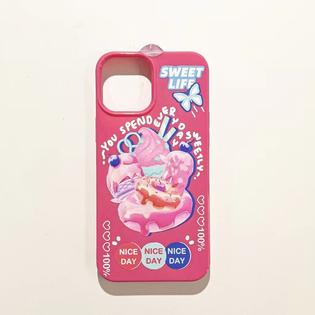 IPHONE Ins Pola Dessert Cocok Untuk Iphone14 14pro 14plus 13 13mini 13pro 13prm iPhone12 7Plus 8Plus Xr XS 13 12mini Pro Max TPU Empat Sudut Casing Ponsel Tahan Guncangan