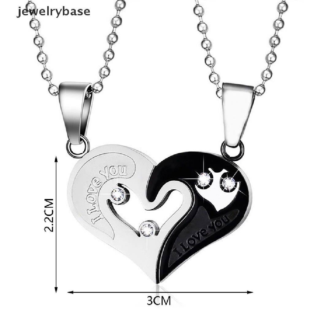 [jewelrybase] 1pasang Fashion Pasangan Bentuk Hati I Love You Pendant Necklace Untuk Wanita Pria Splice Friendship Necklaces Romantic Jewelry Gift Boutique