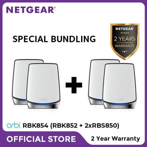 Orbi RBK854 AX6000 Tri-band Mesh WiFi 6 System 1 Router + 3 Satellites N