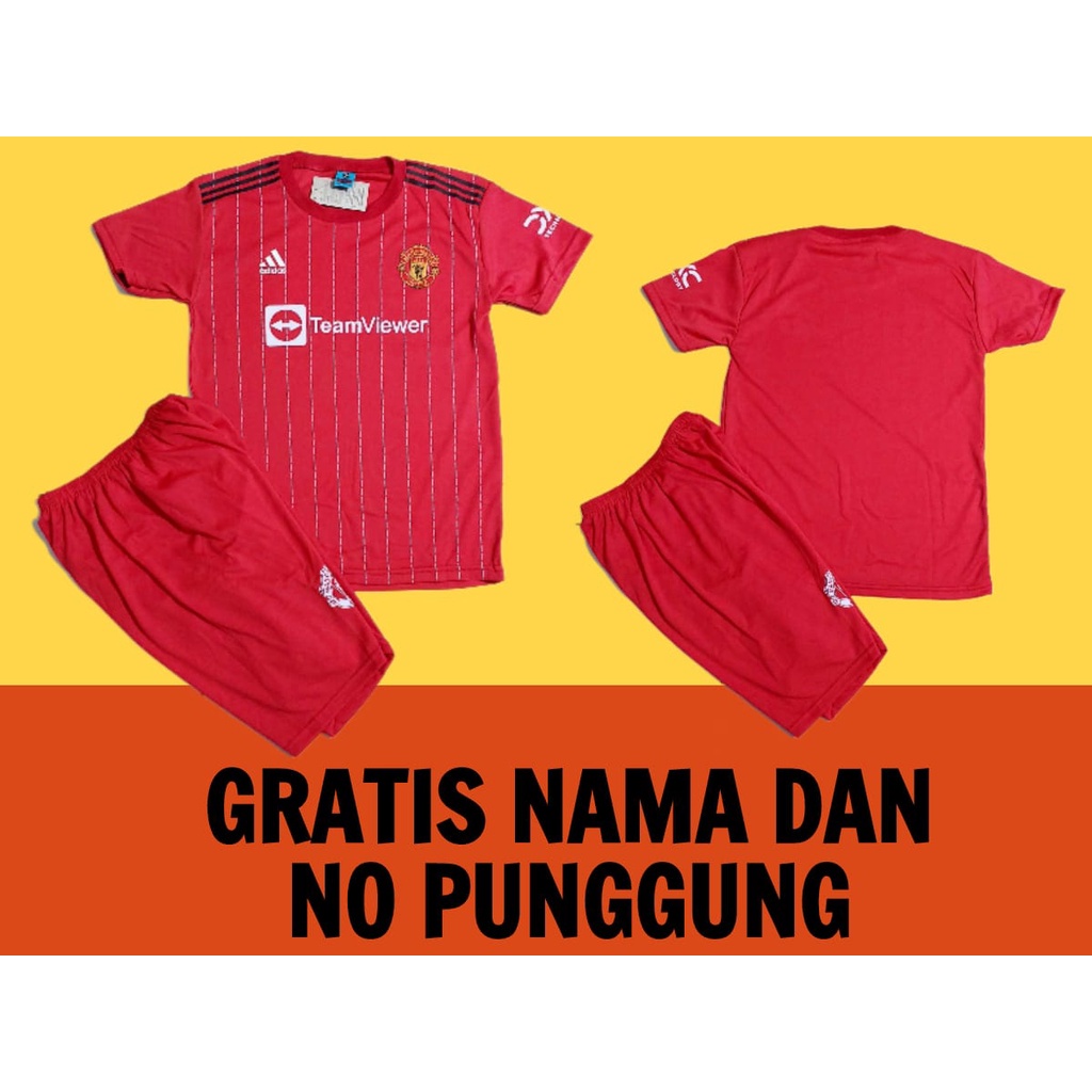 CUSTOM NAMA SETELAN ANAK BAJU BOLA MU MERAH