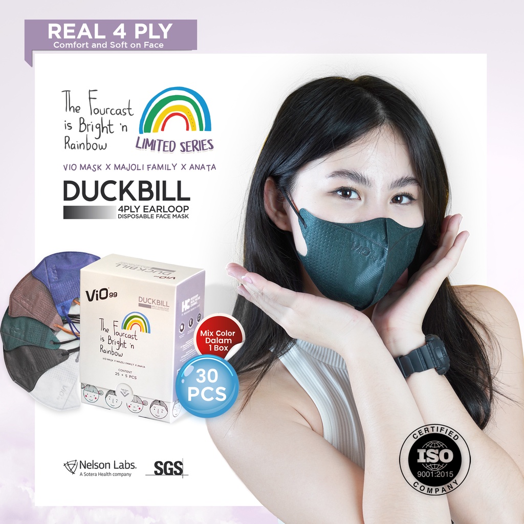 Vio99 x Majoli x Anata - Vio Duckbill Mask 4 ply Limited Series isi 30 Mix Warna